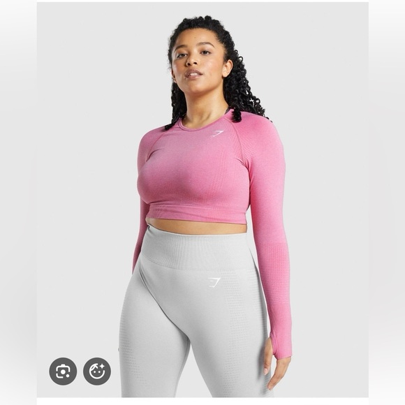 Gymshark Tops - Gymshark Vital Seamless 2.0 Long Sleeve Crop Top Pink Marl